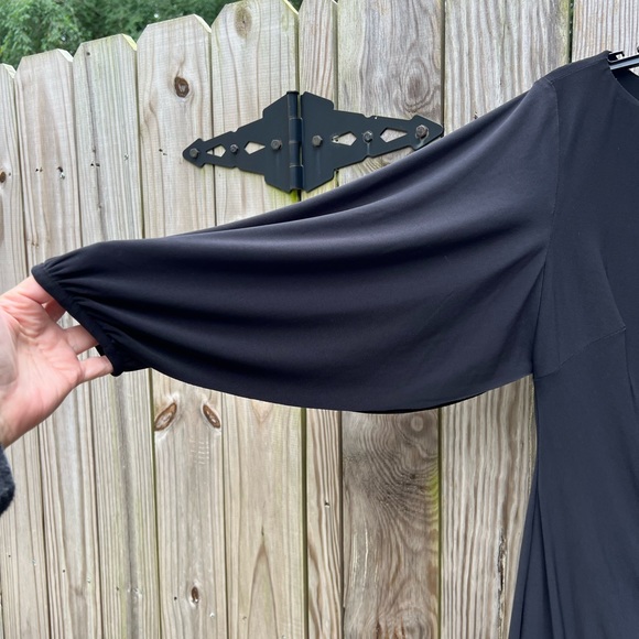 RALPH LAUREN Little Black Cocktail Dress Ruched waist Split Sleeve size 8 - Picture 4 of 13